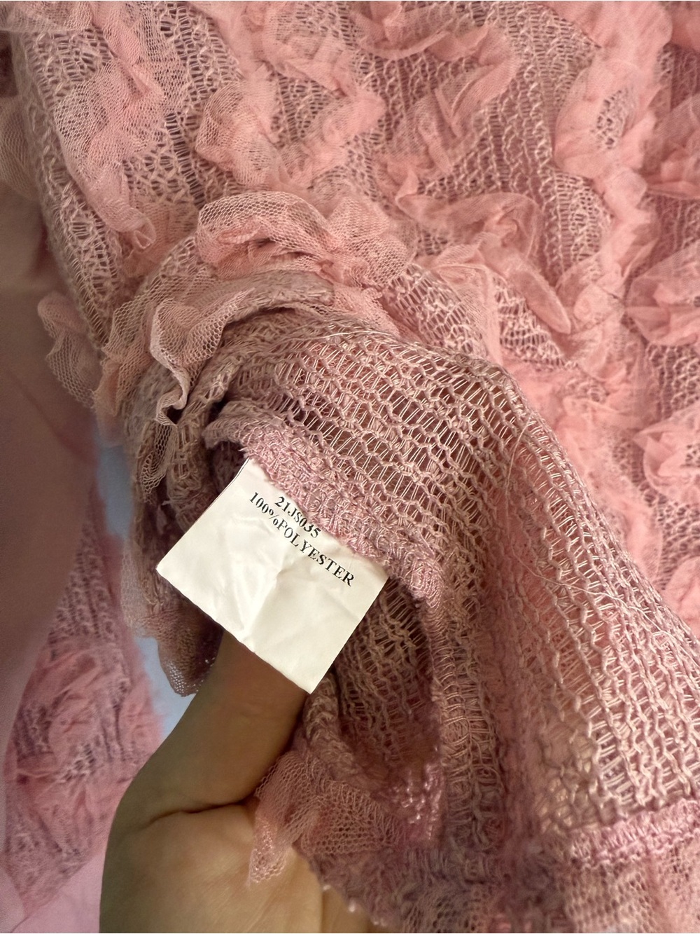 Pink Textured Ruffle Button-Front Blouse - Picture 6 of 7